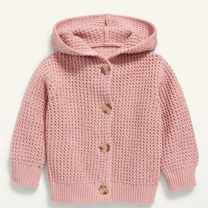 Hooded Button-Front Textured-Knit Cardigan for Baby